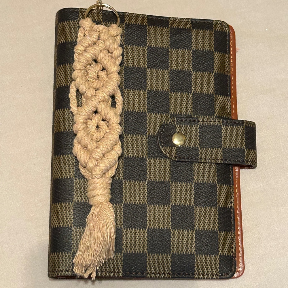 Brown Checkered A6 Planner Cover | Agenda Organizer